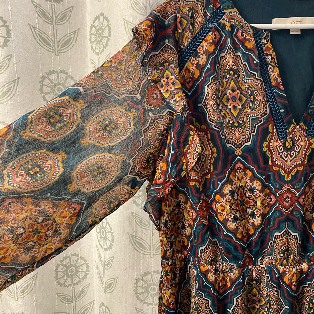 Loft Bohemian Print Maxi Dress XL - Picture 4 of 16